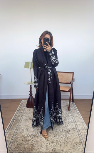 Dani printed kimono black/white - Fash Focused