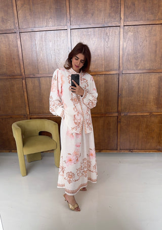 Ivory regal floral skirt coord - rose - Fash Focused