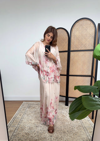 Pink bloom silk skirt coord- viola - Fash Focused