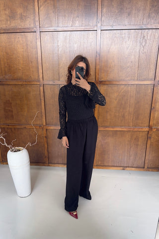 Black high neck top with flare sleeve- mara - Fash Focused