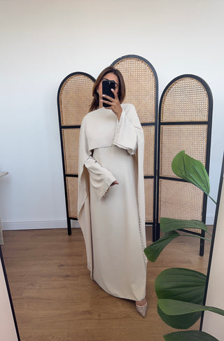Beige pearl cape dress- sisi