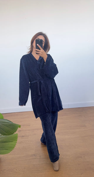 Navy long velvet coord - Amy - Fash Focused