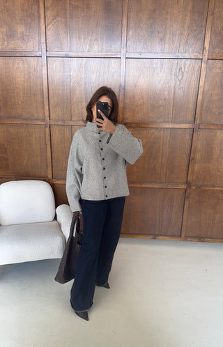 Grey high neck cardigan- cleo
