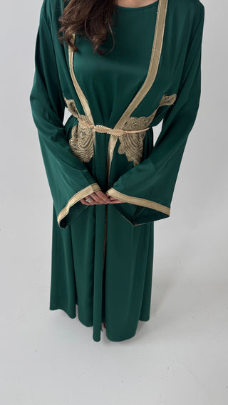 Emerald two piece kimono set- lujain - Fash Focused