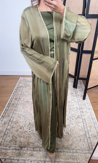 Olive two piece kimono set- heli - Fash Focused