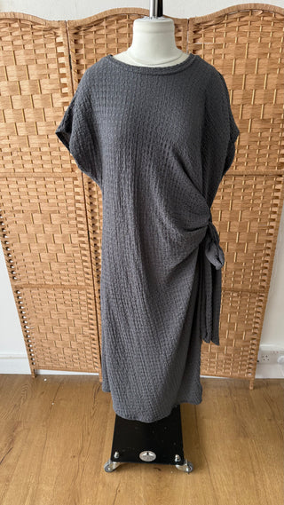 Mocha ruched wrap dress OUTLET - Fash Focused