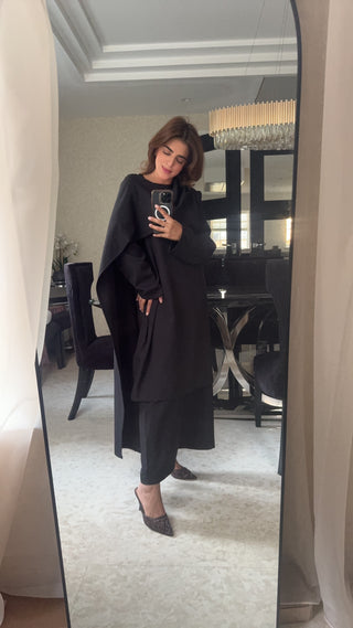 Black draped coord set- atheer