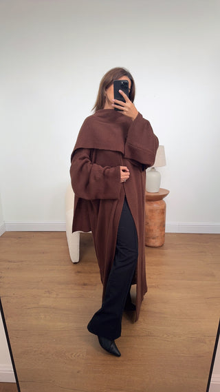 Aleah cardigan with scarf in coco - Fash Focused