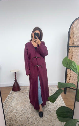 Burgandy maxi coat- Naya - Fash Focused