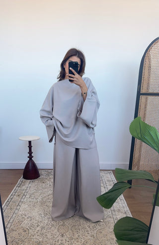 Taupe wide leg trouser Coord- lumi