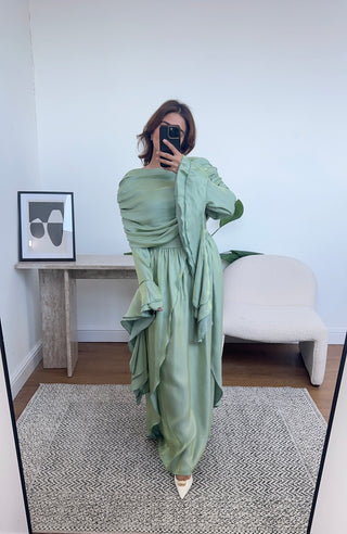 Mint flare sleeve dress- grecia