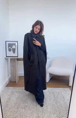 Black cape coat- freya - Fash Focused
