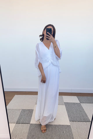 white Summer silk dress - dawn - Fash Focused