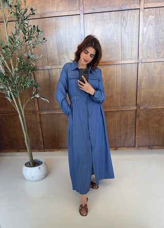 Denim look shirt dress - dari - Fash Focused