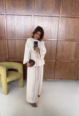 Cream shirred coord- solea
