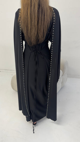 Black pearl cape dress- sisi - Fash Focused