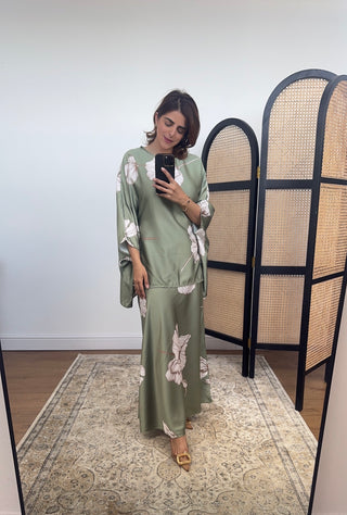 Sage floral skirt set- ela - Fash Focused