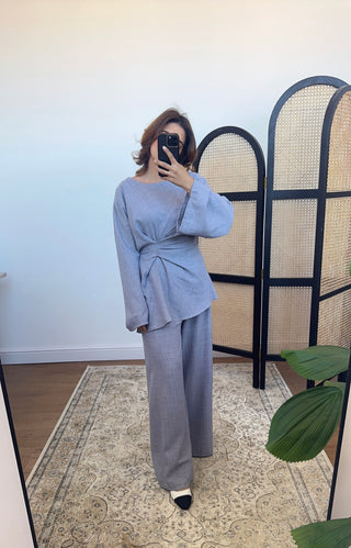 Blue twist tie back coord- riva - Fash Focused