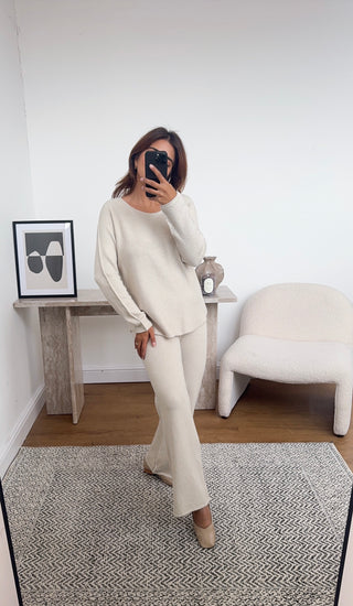 Cream basic knit coord - ema - Fash Focused