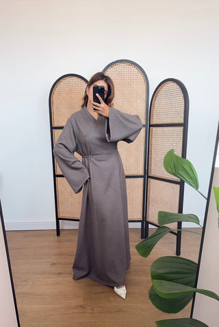 Taupe textured dress- amara