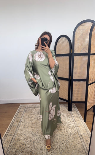 Sage floral skirt set- ela - Fash Focused