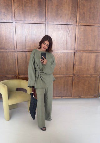 Olive twist tie back coord- riva