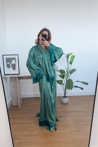 Emerald printed fringe dress- vinya