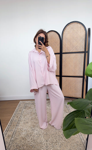 Pink stripe button coord-julia - Fash Focused