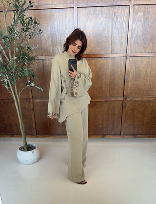 Sage embroidered two piece- hira - Fash Focused