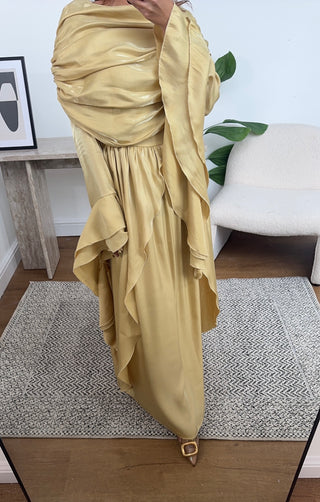 Butter yellow flare sleeve dress- grecia