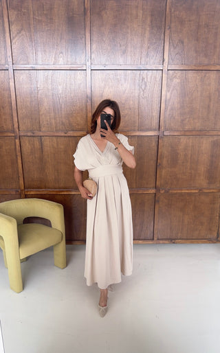 Cream braided neck dress- ira