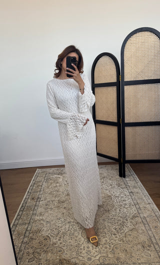 Cream fully lined lace dress- jayna - Fash Focused