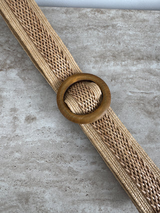 Beige Sahara weave stretch belt
