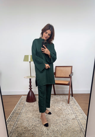 Emerald collar coord set- sara - Fash Focused