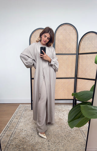 Taupe two piece dress set- taya