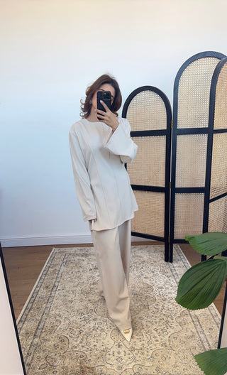 Cream minimal seam detail set- baya - Fash Focused