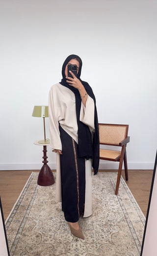 black/cream Asymmetric skirt Coord - sala