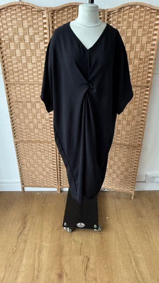 Black short sleeve knot dress OUTLET - Fash Focused