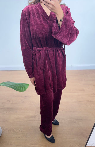 wine long velvet coord - Amy - Fash Focused