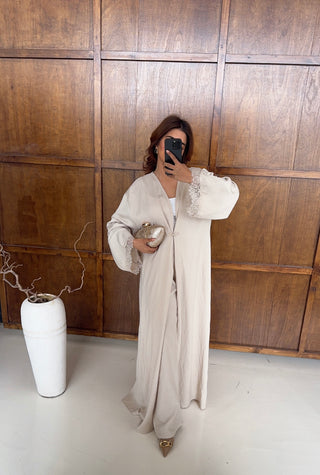 Cream two piece kimono set- amal - Fash Focused