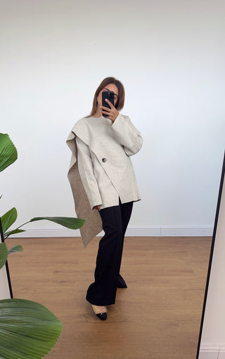 Cream scarf jacket - enve - Fash Focused