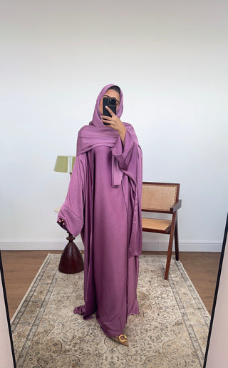 Violet three piece abaya set- siria - Fash Focused