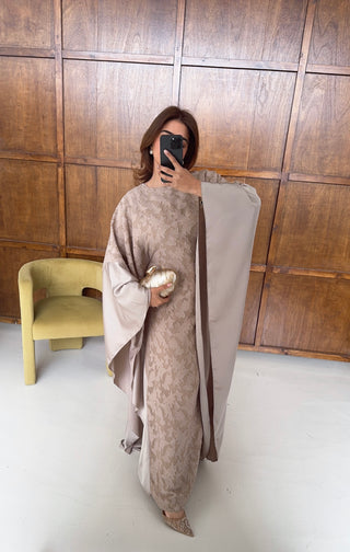 Taupe butterfly kaftan with inner tie belt- marzia - Fash Focused