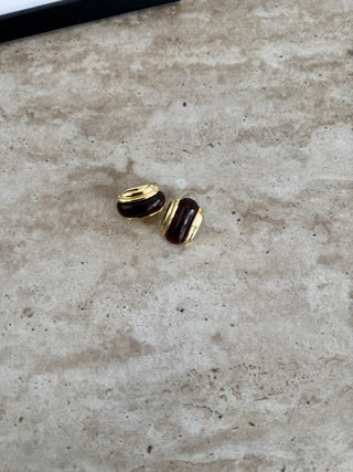 Brown Resin & metal stud earrings - Fash Focused