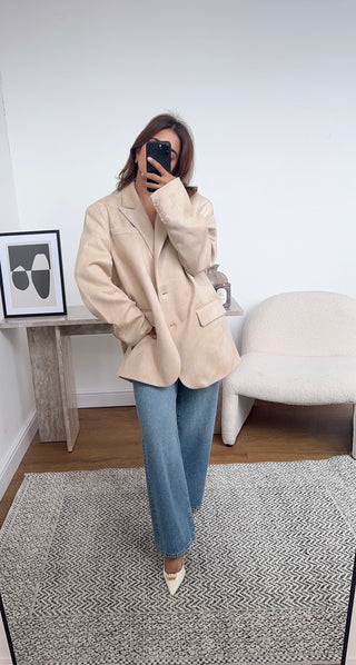 Beige suede blazer- xia - Fash Focused