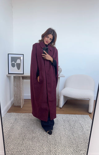 Wine cape coat- freya - Fash Focused