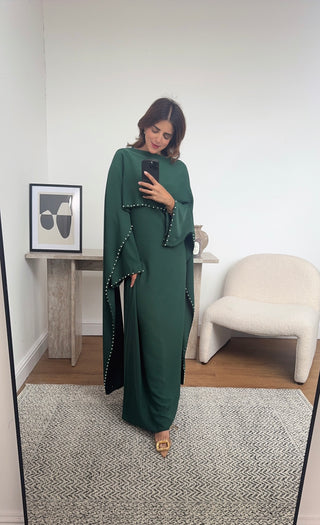 Emerald pearl cape dress- sisi - Fash Focused