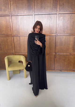 Black drape cape two piece- vivi - Fash Focused
