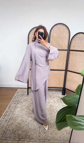 Taupe high neck wrap coord - kani