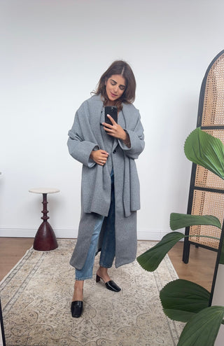 Grey coat with scarf- margot